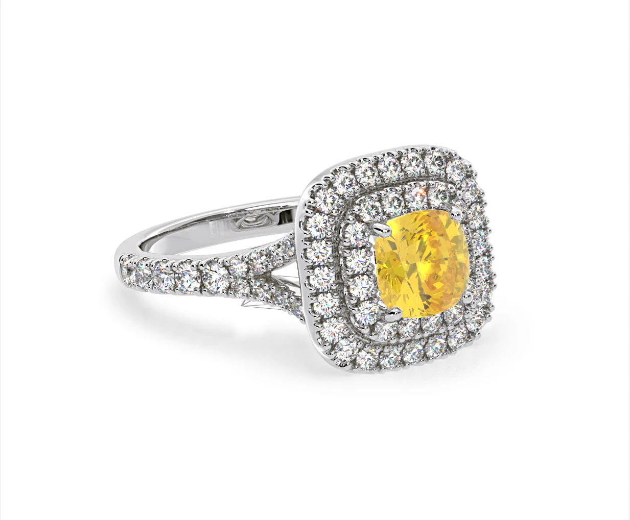 Anastasia Yellow Lab Diamond 1.65ct Halo Ring in Platinum - Elara Collection - Image 82