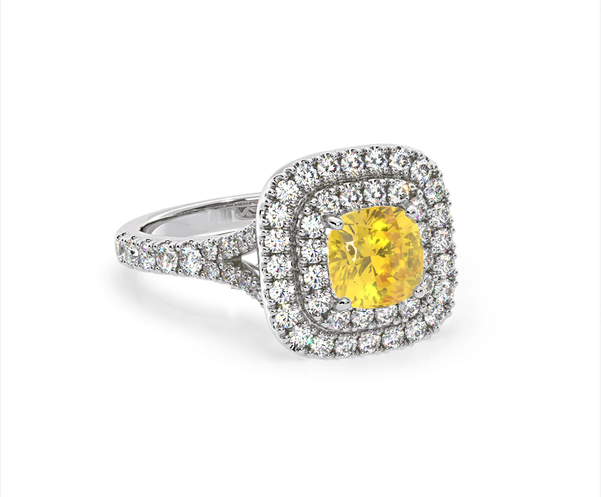 Anastasia Yellow Lab Diamond 1.65ct Halo Ring in Platinum - Elara Collection - Image 84