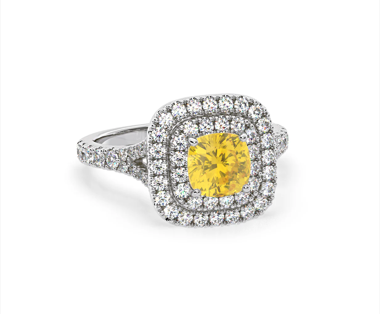 Anastasia Yellow Lab Diamond 1.65ct Halo Ring in Platinum - Elara Collection - Image 86