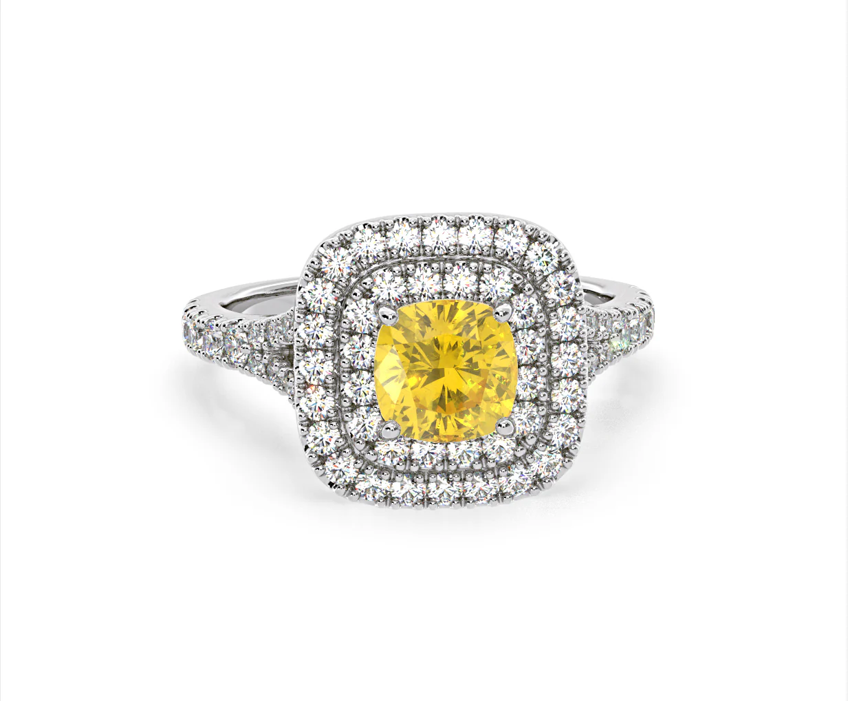 Anastasia Yellow Lab Diamond 1.65ct Halo Ring in Platinum - Elara Collection - Image 88