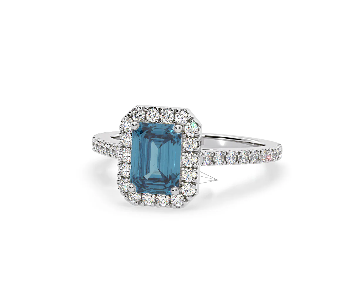 Annabelle Blue Lab Diamond 1.65ct Emerald Cut Halo Ring in 18K White Gold - Elara Collection - Image 10