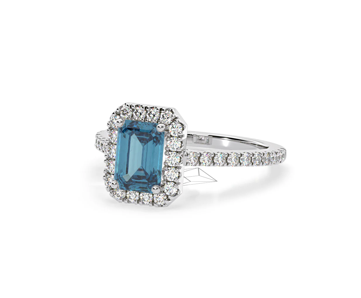 Annabelle Blue Lab Diamond 1.65ct Emerald Cut Halo Ring in 18K White Gold - Elara Collection - Image 12
