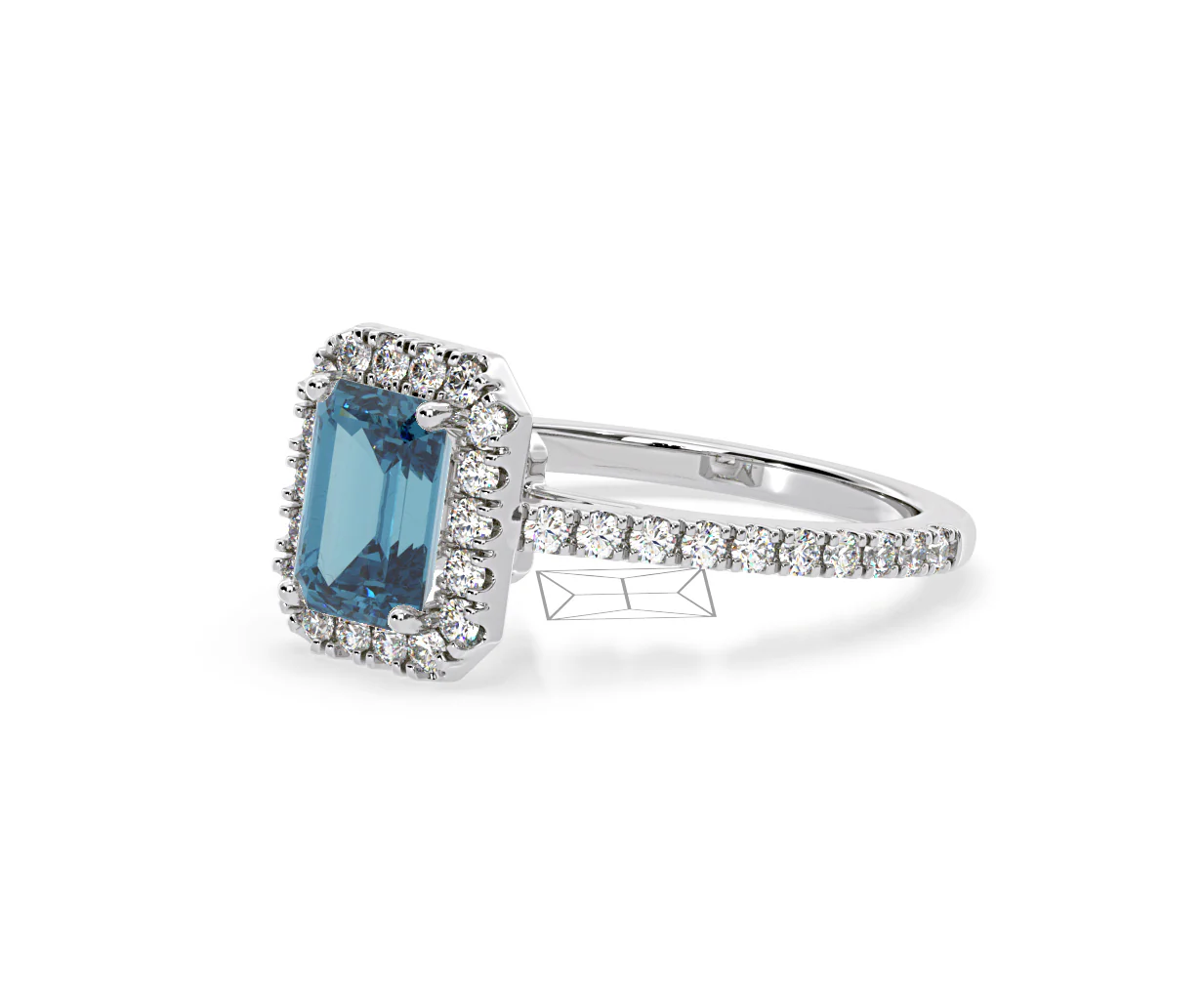 Annabelle Blue Lab Diamond 1.65ct Emerald Cut Halo Ring in 18K White Gold - Elara Collection - Image 16