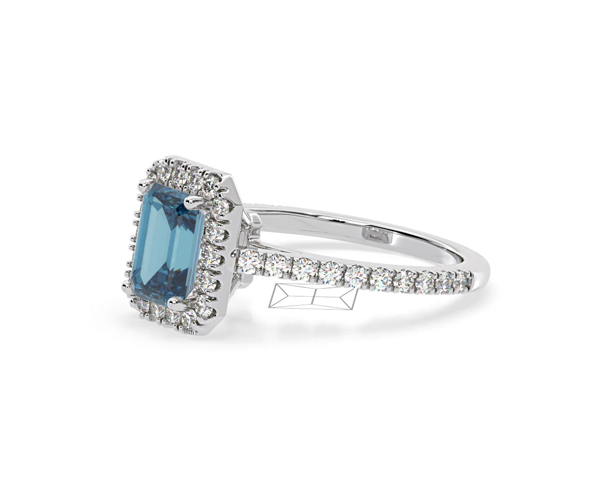 Annabelle Blue Lab Diamond 1.65ct Emerald Cut Halo Ring in 18K White Gold - Elara Collection - Image 18