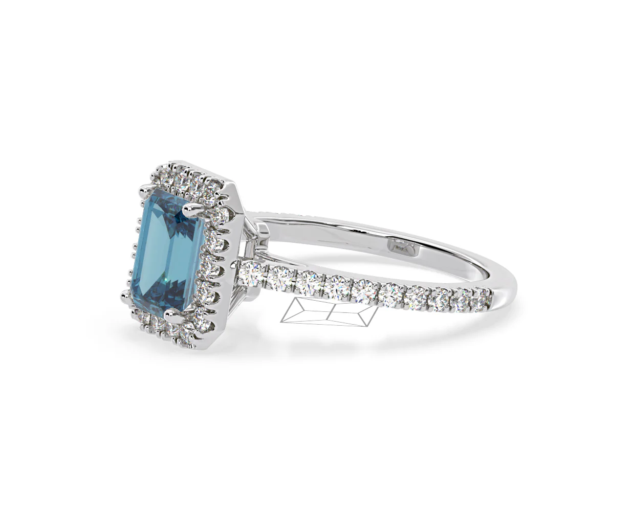 Annabelle Blue Lab Diamond 1.65ct Emerald Cut Halo Ring in 18K White Gold - Elara Collection - Image 19