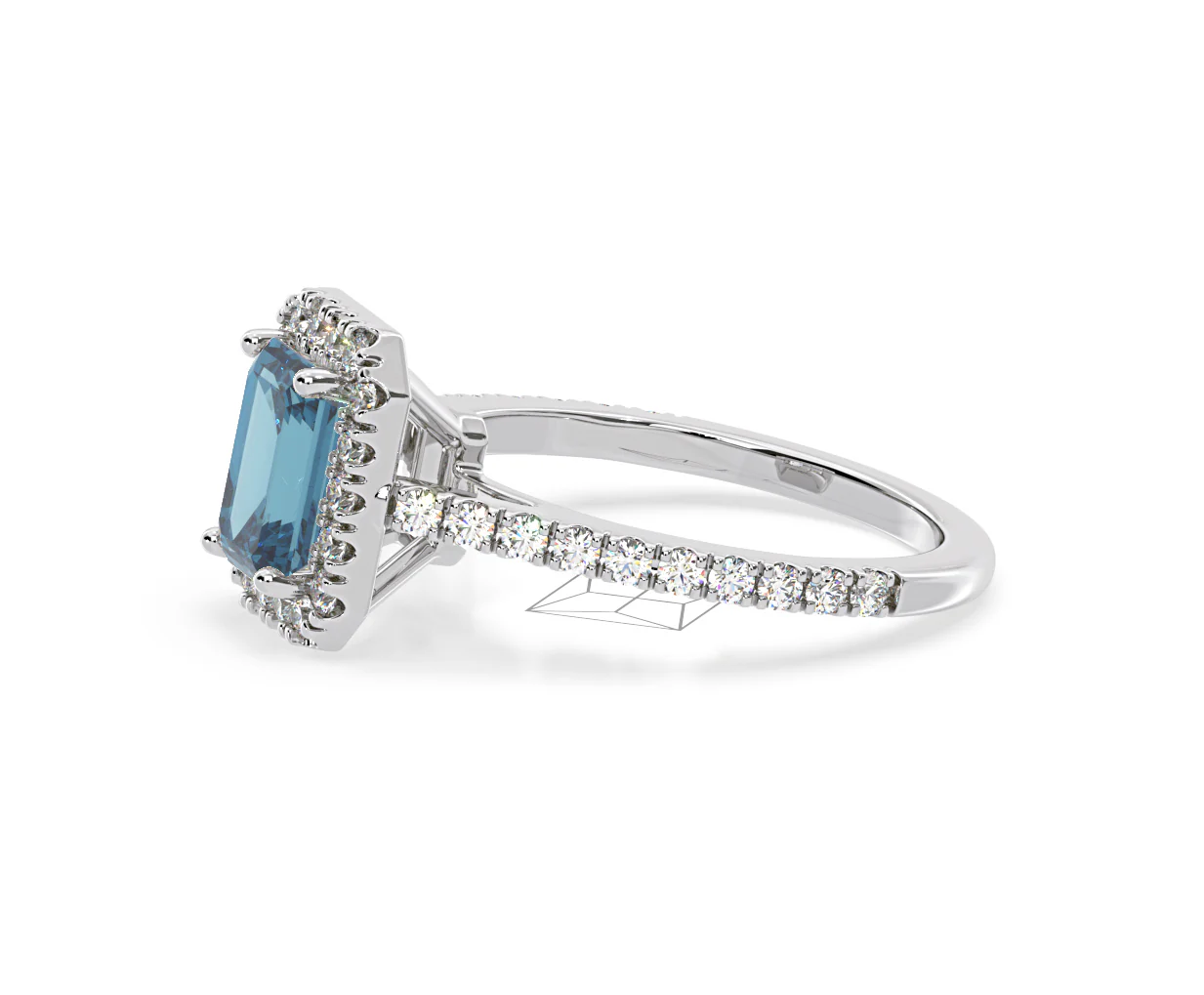 Annabelle Blue Lab Diamond 1.65ct Emerald Cut Halo Ring in 18K White Gold - Elara Collection - Image 22