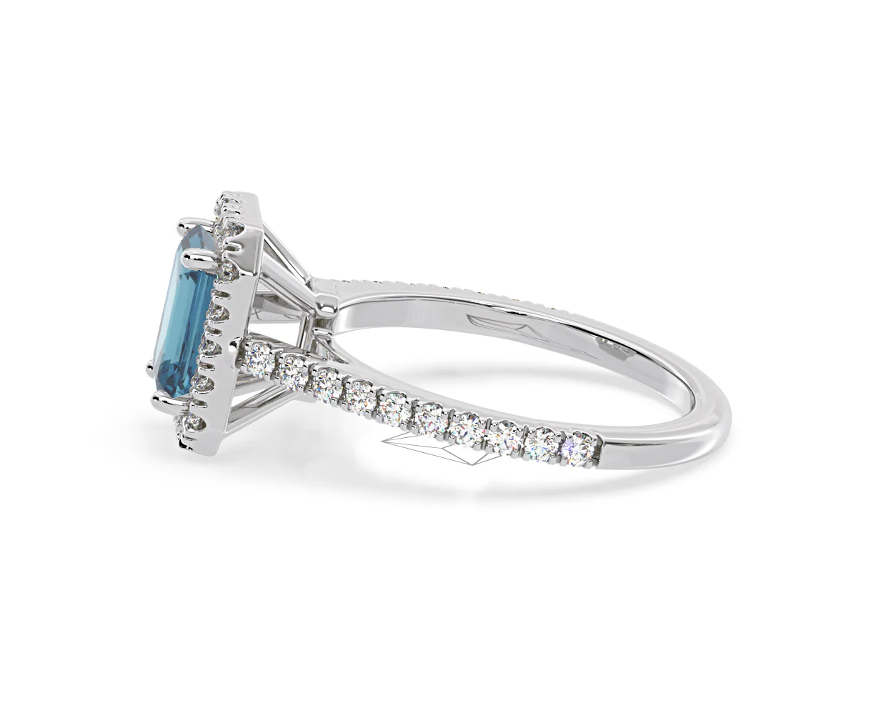 Annabelle Blue Lab Diamond 1.65ct Emerald Cut Halo Ring in 18K White Gold - Elara Collection - Image 26