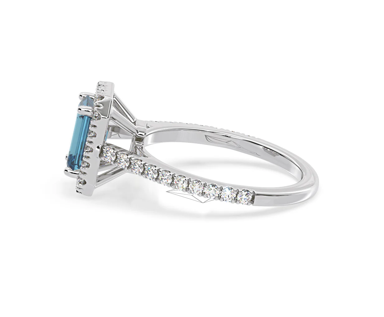 Annabelle Blue Lab Diamond 1.65ct Emerald Cut Halo Ring in 18K White Gold - Elara Collection - Image 27