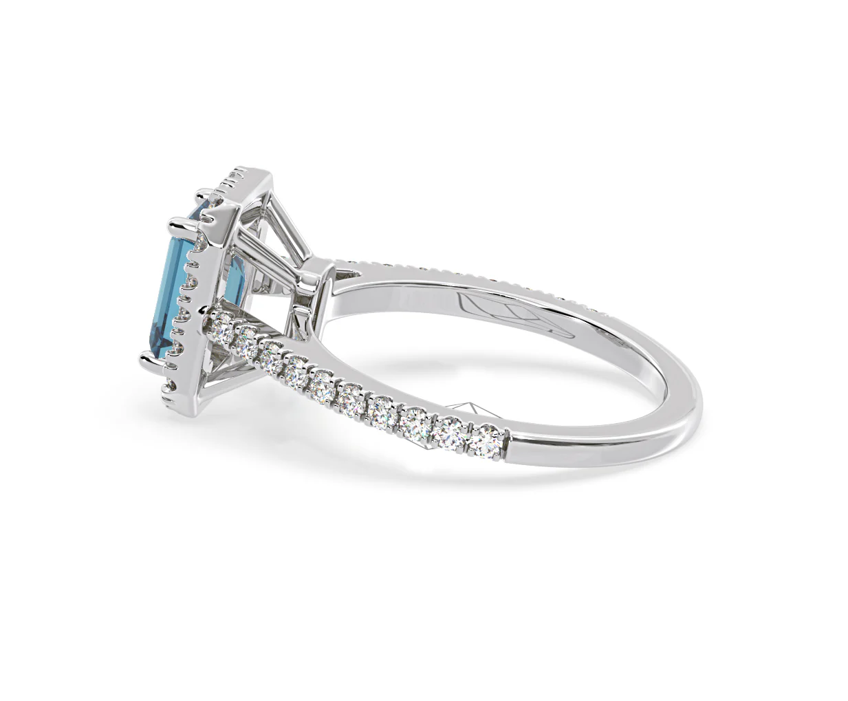 Annabelle Blue Lab Diamond 1.65ct Emerald Cut Halo Ring in 18K White Gold - Elara Collection - Image 30