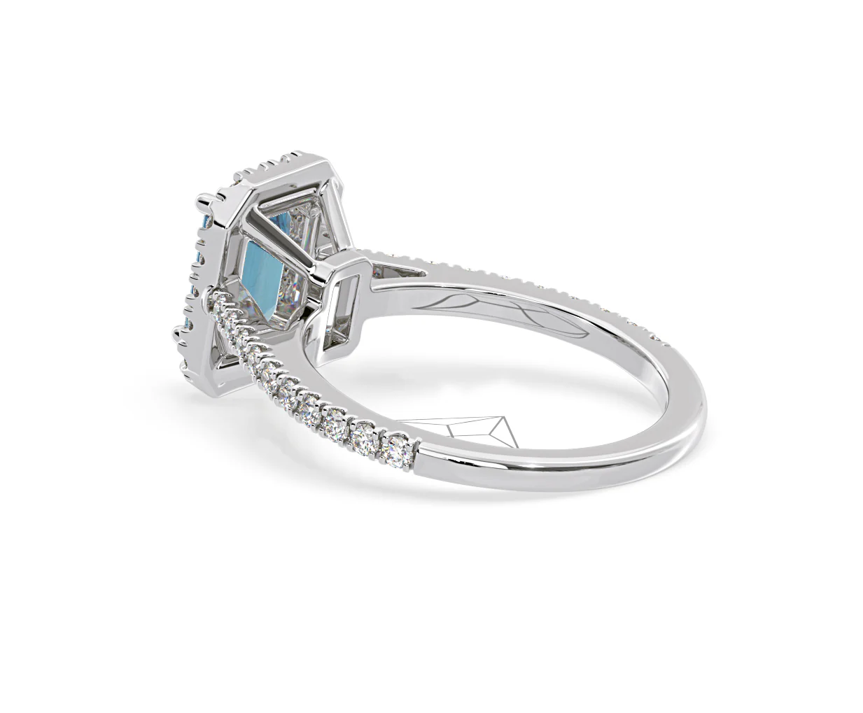 Annabelle Blue Lab Diamond 1.65ct Emerald Cut Halo Ring in 18K White Gold - Elara Collection - Image 35