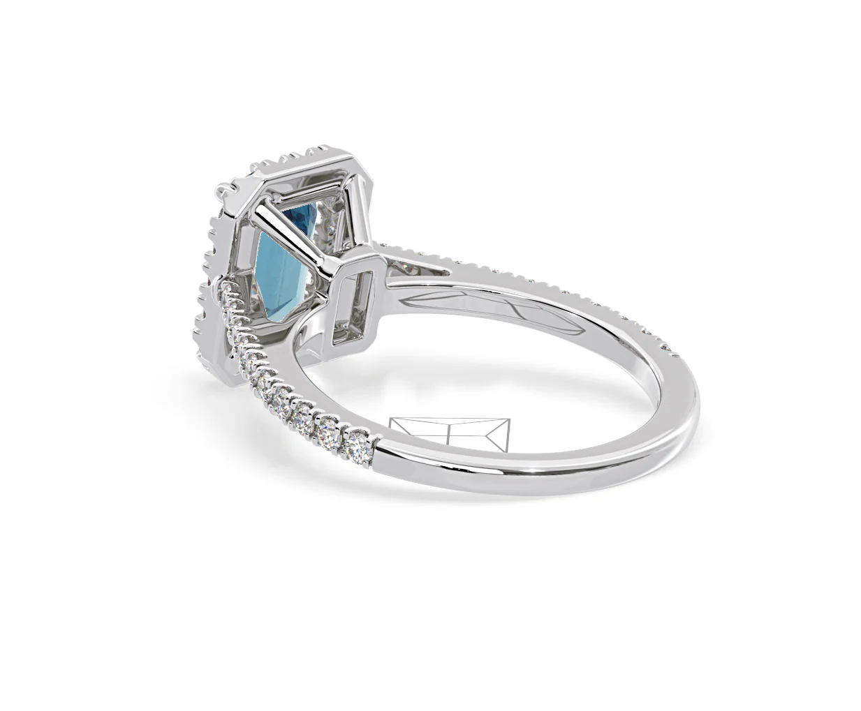 Annabelle Blue Lab Diamond 1.65ct Emerald Cut Halo Ring in 18K White Gold - Elara Collection - Image 37