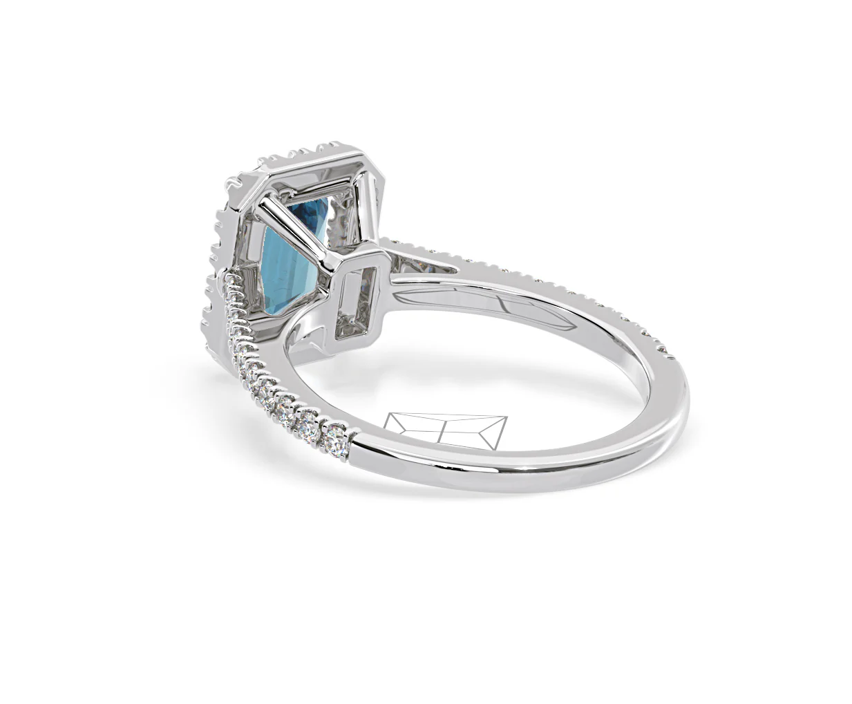 Annabelle Blue Lab Diamond 1.65ct Emerald Cut Halo Ring in 18K White Gold - Elara Collection - Image 38