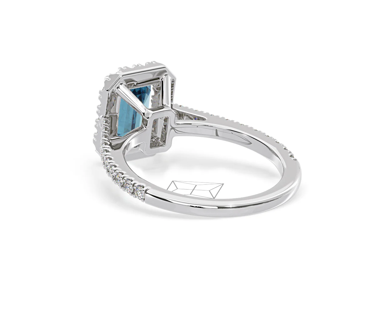 Annabelle Blue Lab Diamond 1.65ct Emerald Cut Halo Ring in 18K White Gold - Elara Collection - Image 39