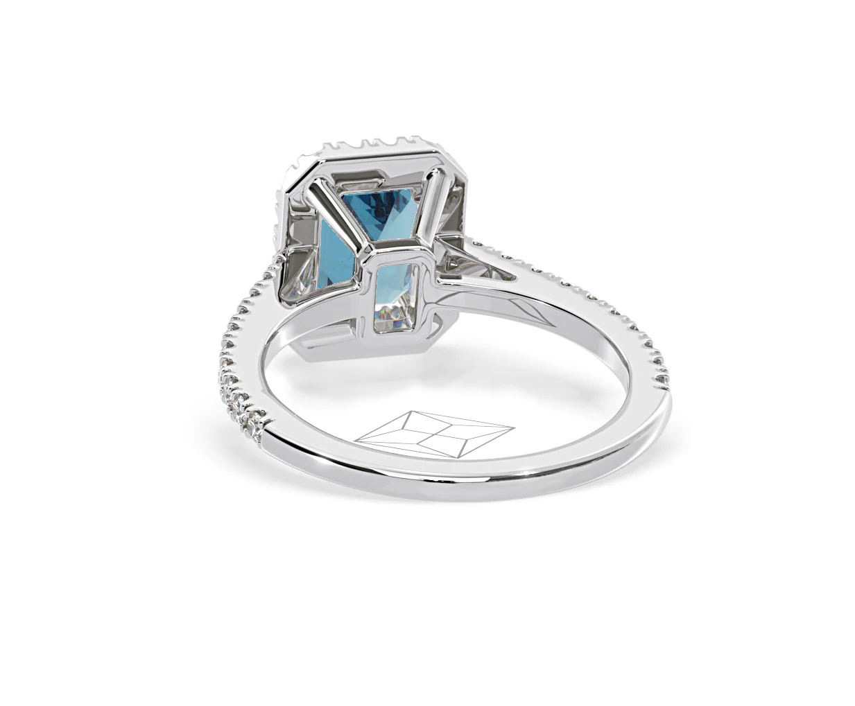 Annabelle Blue Lab Diamond 1.65ct Emerald Cut Halo Ring in 18K White Gold - Elara Collection - Image 43