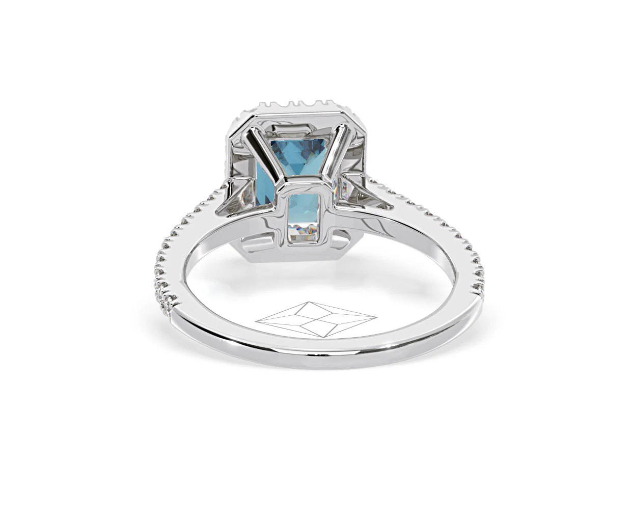 Annabelle Blue Lab Diamond 1.65ct Emerald Cut Halo Ring in 18K White Gold - Elara Collection - Image 45