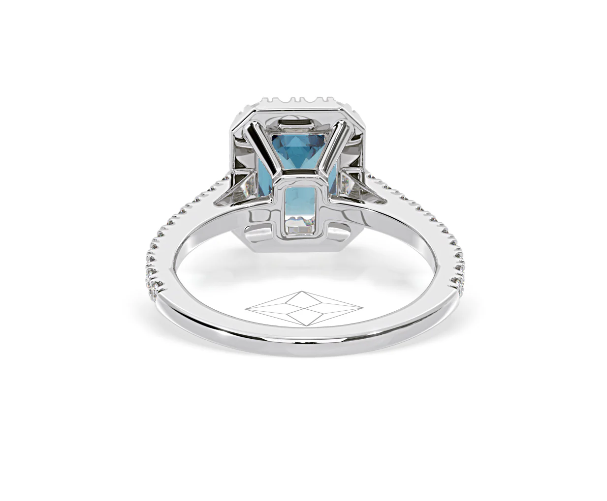 Annabelle Blue Lab Diamond 1.65ct Emerald Cut Halo Ring in 18K White Gold - Elara Collection - Image 46