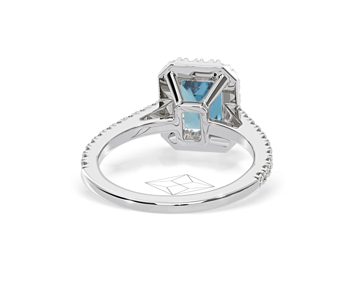 Annabelle Blue Lab Diamond 1.65ct Emerald Cut Halo Ring in 18K White Gold - Elara Collection - Image 49