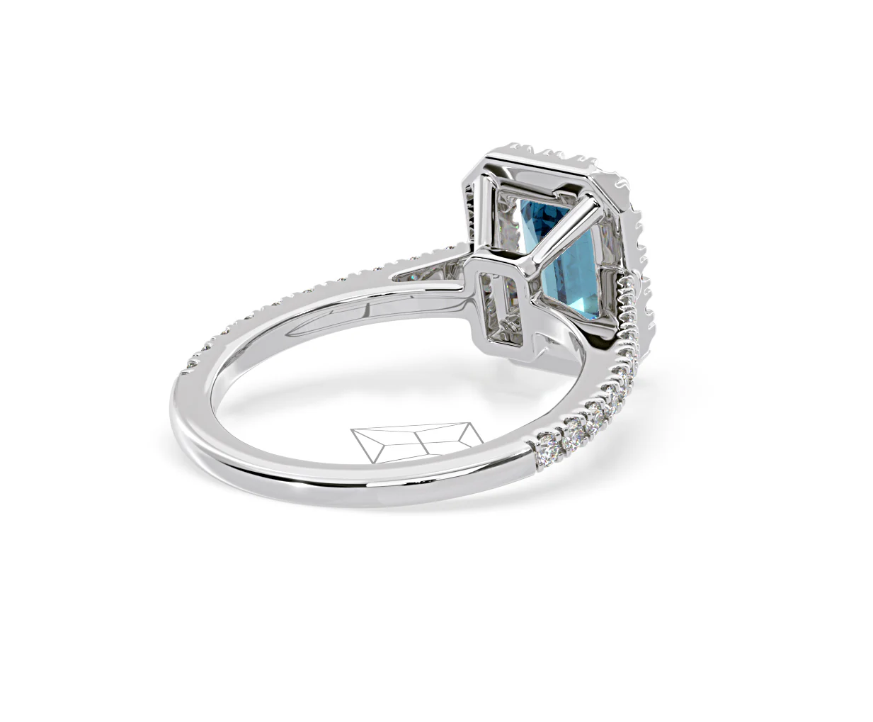 Annabelle Blue Lab Diamond 1.65ct Emerald Cut Halo Ring in 18K White Gold - Elara Collection - Image 54