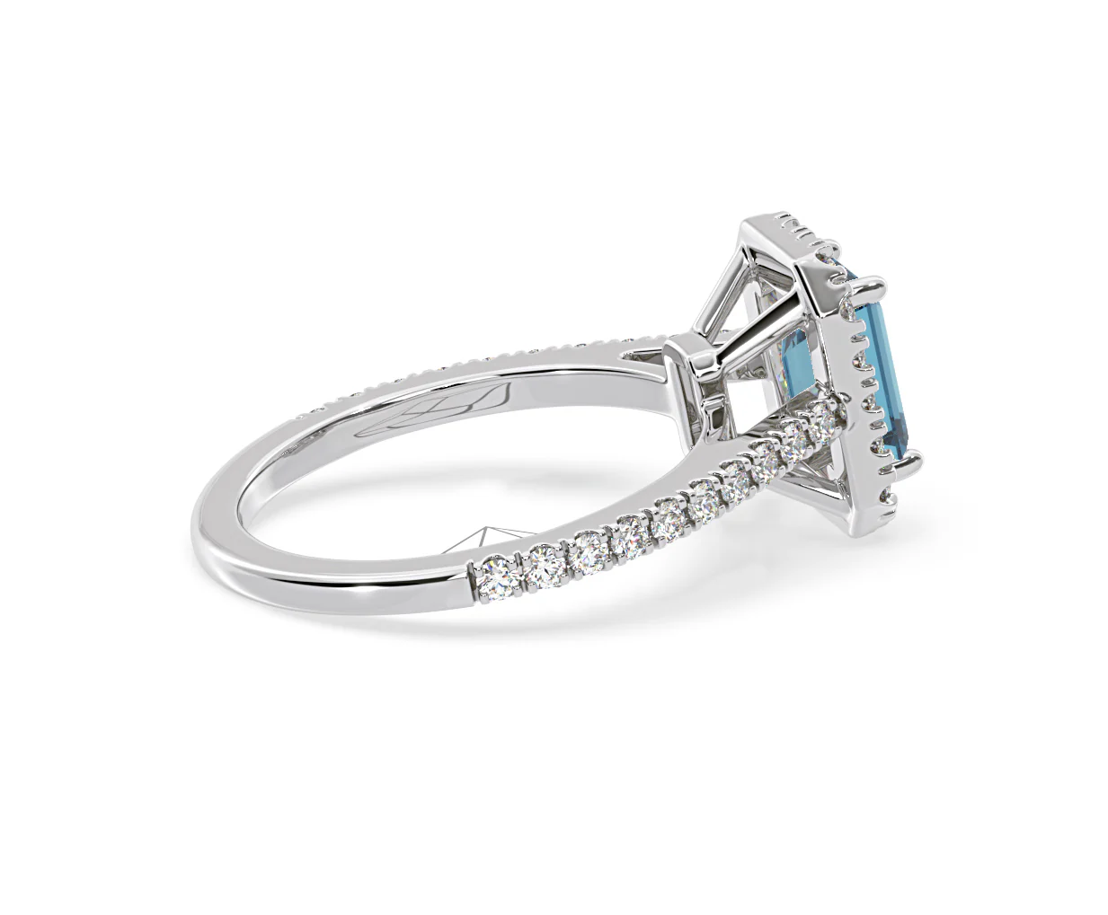 Annabelle Blue Lab Diamond 1.65ct Emerald Cut Halo Ring in 18K White Gold - Elara Collection - Image 62