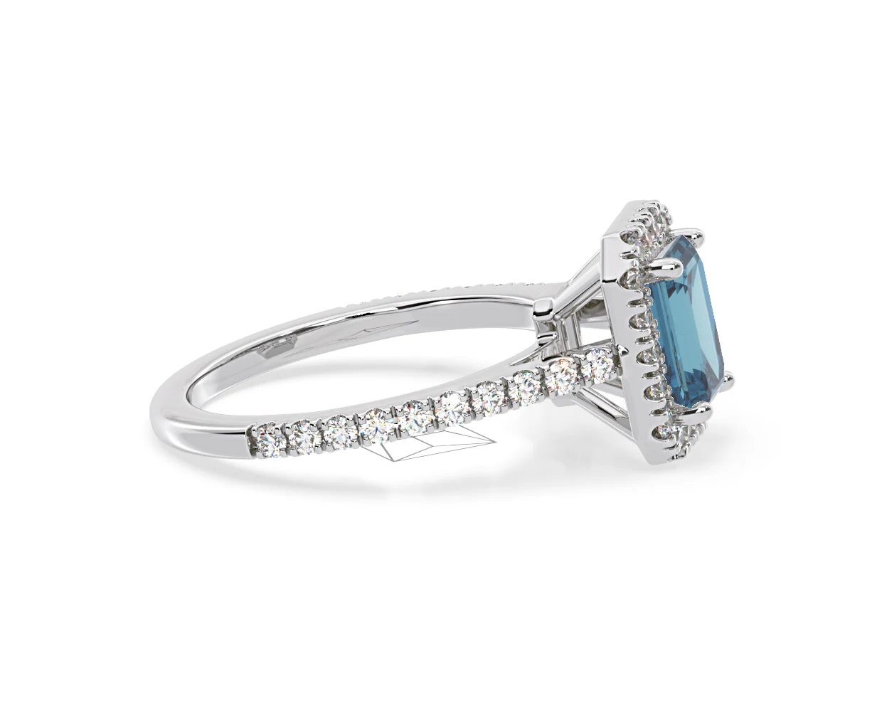 Annabelle Blue Lab Diamond 1.65ct Emerald Cut Halo Ring in 18K White Gold - Elara Collection - Image 69