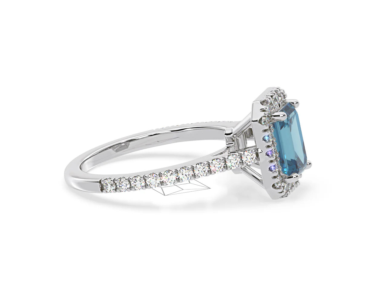Annabelle Blue Lab Diamond 1.65ct Emerald Cut Halo Ring in 18K White Gold - Elara Collection - Image 70