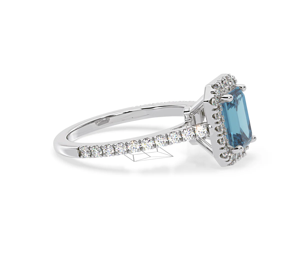 Annabelle Blue Lab Diamond 1.65ct Emerald Cut Halo Ring in 18K White Gold - Elara Collection - Image 71