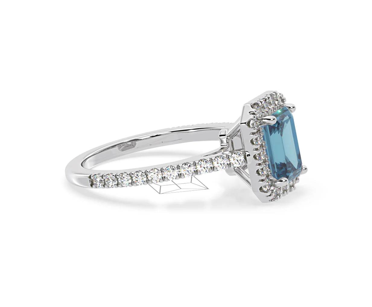 Annabelle Blue Lab Diamond 1.65ct Emerald Cut Halo Ring in 18K White Gold - Elara Collection - Image 72