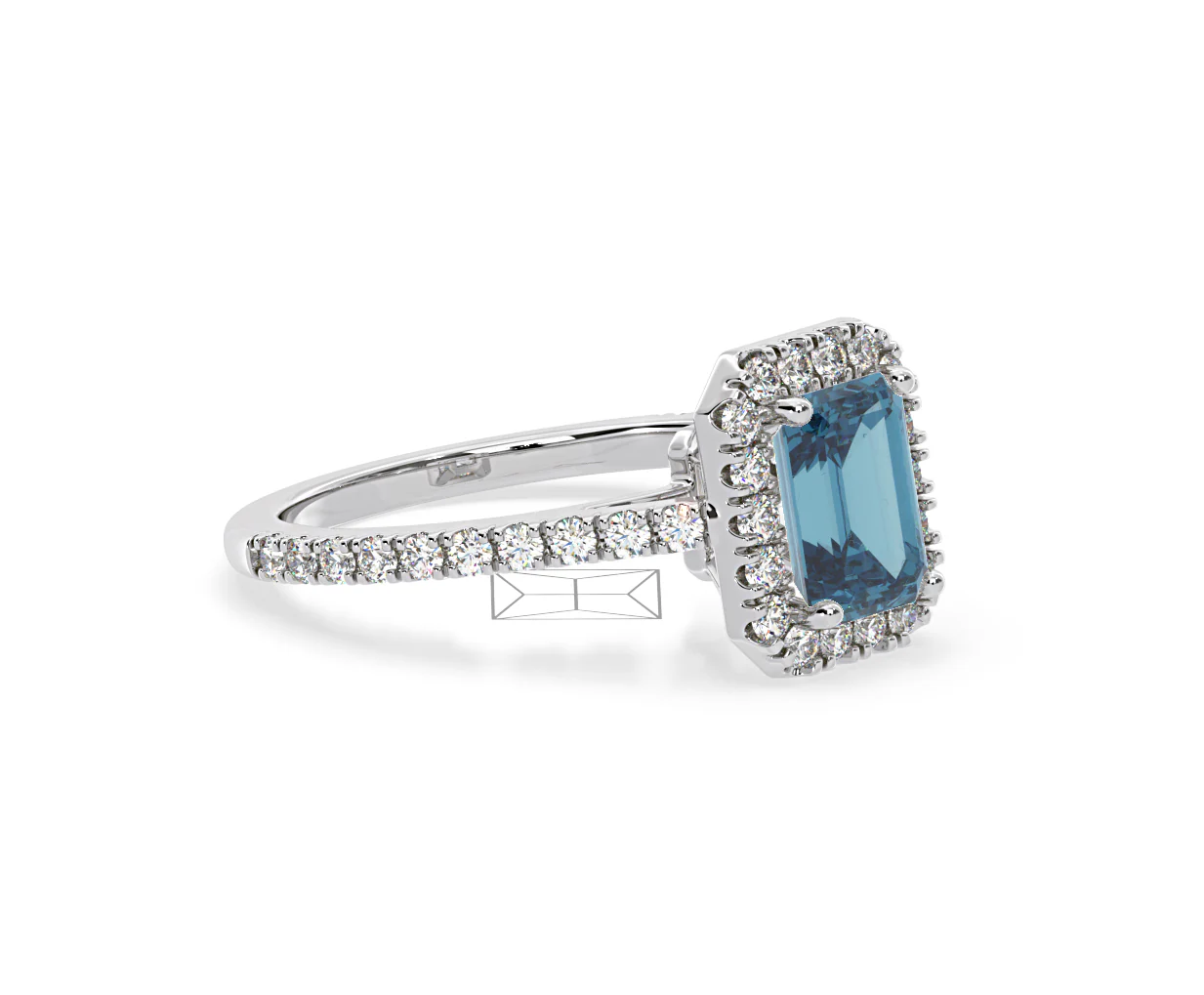 Annabelle Blue Lab Diamond 1.65ct Emerald Cut Halo Ring in 18K White Gold - Elara Collection - Image 76
