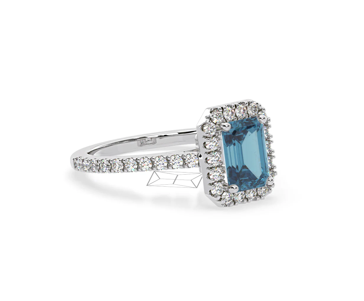 Annabelle Blue Lab Diamond 1.65ct Emerald Cut Halo Ring in 18K White Gold - Elara Collection - Image 78