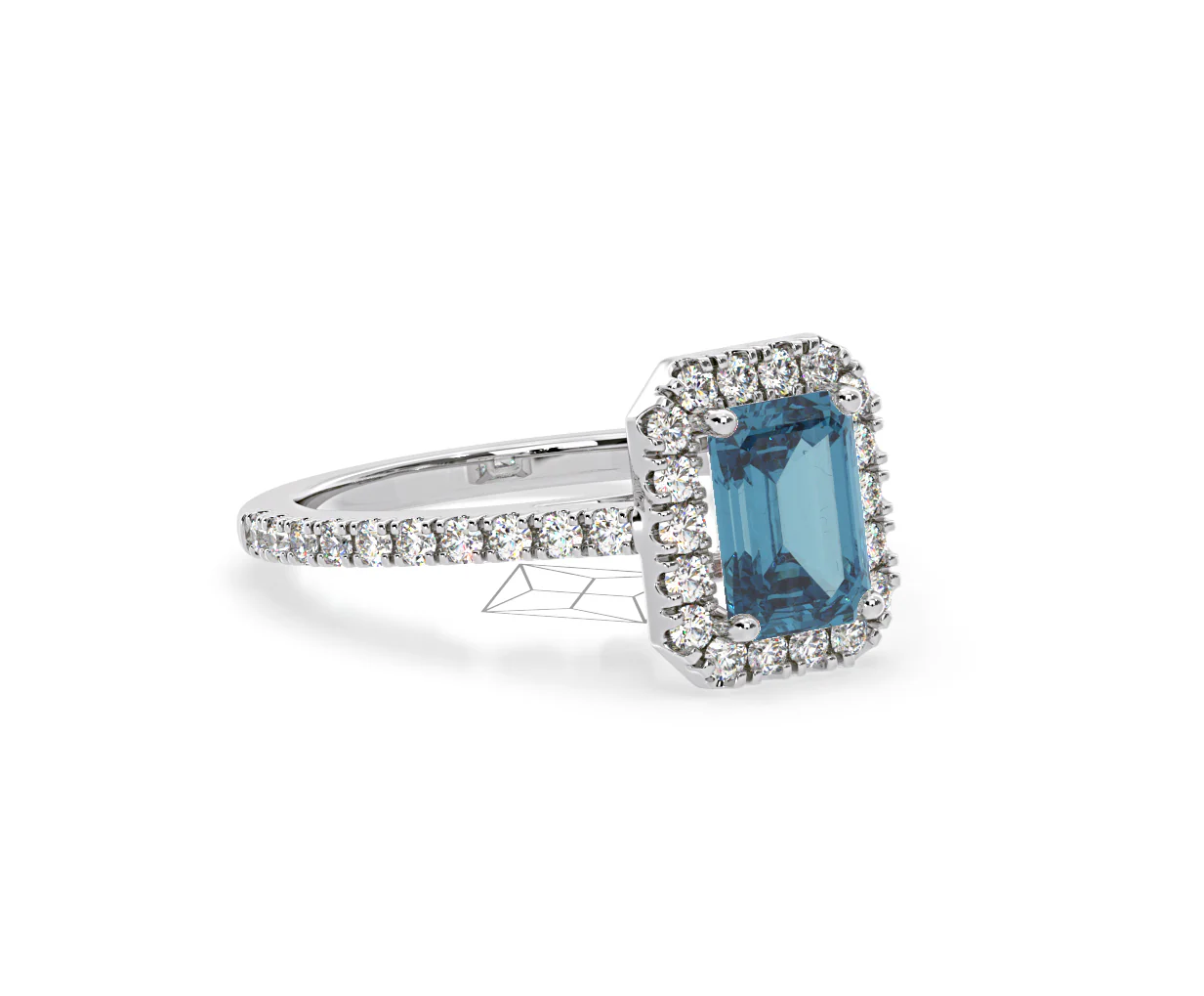 Annabelle Blue Lab Diamond 1.65ct Emerald Cut Halo Ring in 18K White Gold - Elara Collection - Image 79
