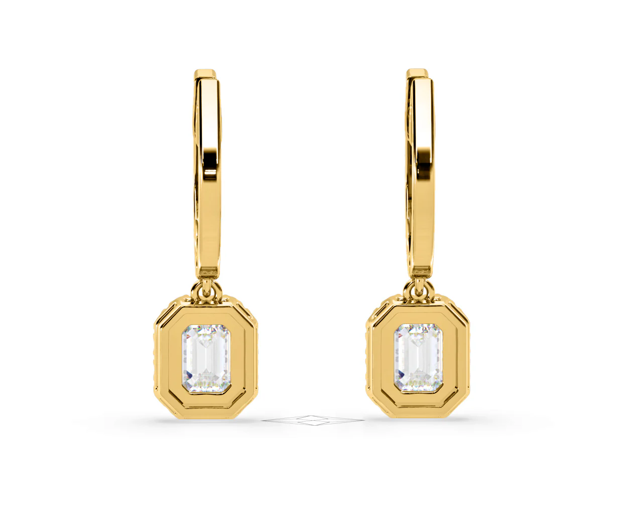 Annabelle Emerald Cut Lab Diamond Halo Drop Earrings 1.48ct in 18K Yellow Gold F/VS1 - Image 46