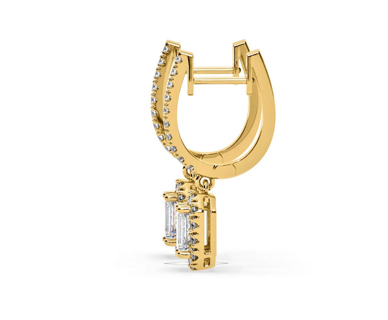 Annabelle Emerald Cut Lab Diamond Halo Drop Earrings 2.78ct in 18K Yellow Gold F/VS1 - Image 26