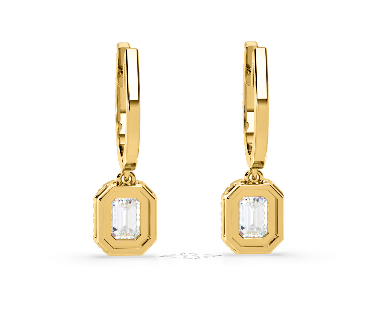 Annabelle Emerald Cut Lab Diamond Halo Drop Earrings 2.78ct in 18K Yellow Gold F/VS1 - Image 45