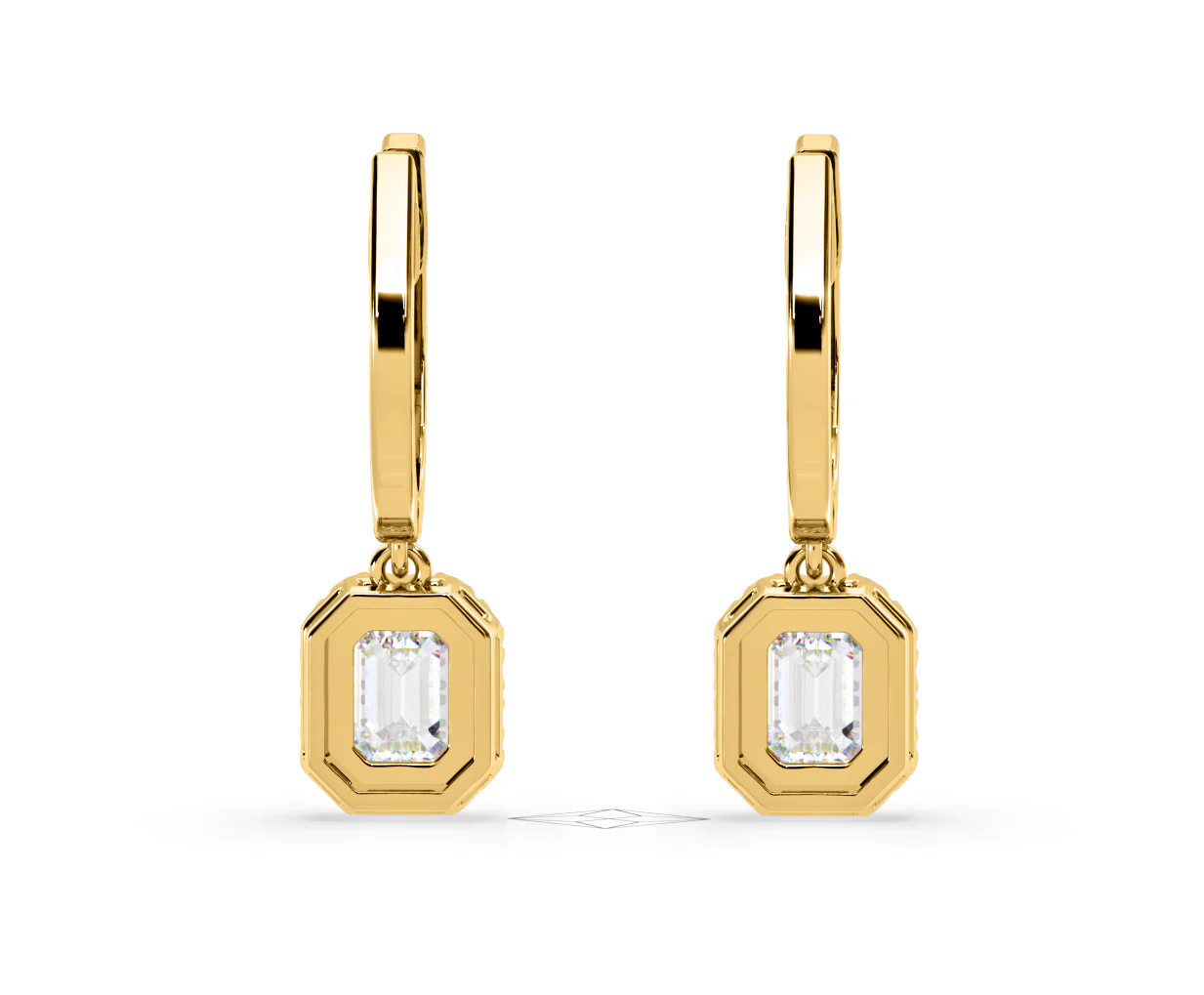 Annabelle Emerald Cut Lab Diamond Halo Drop Earrings 2.78ct in 18K Yellow Gold F/VS1 - Image 47