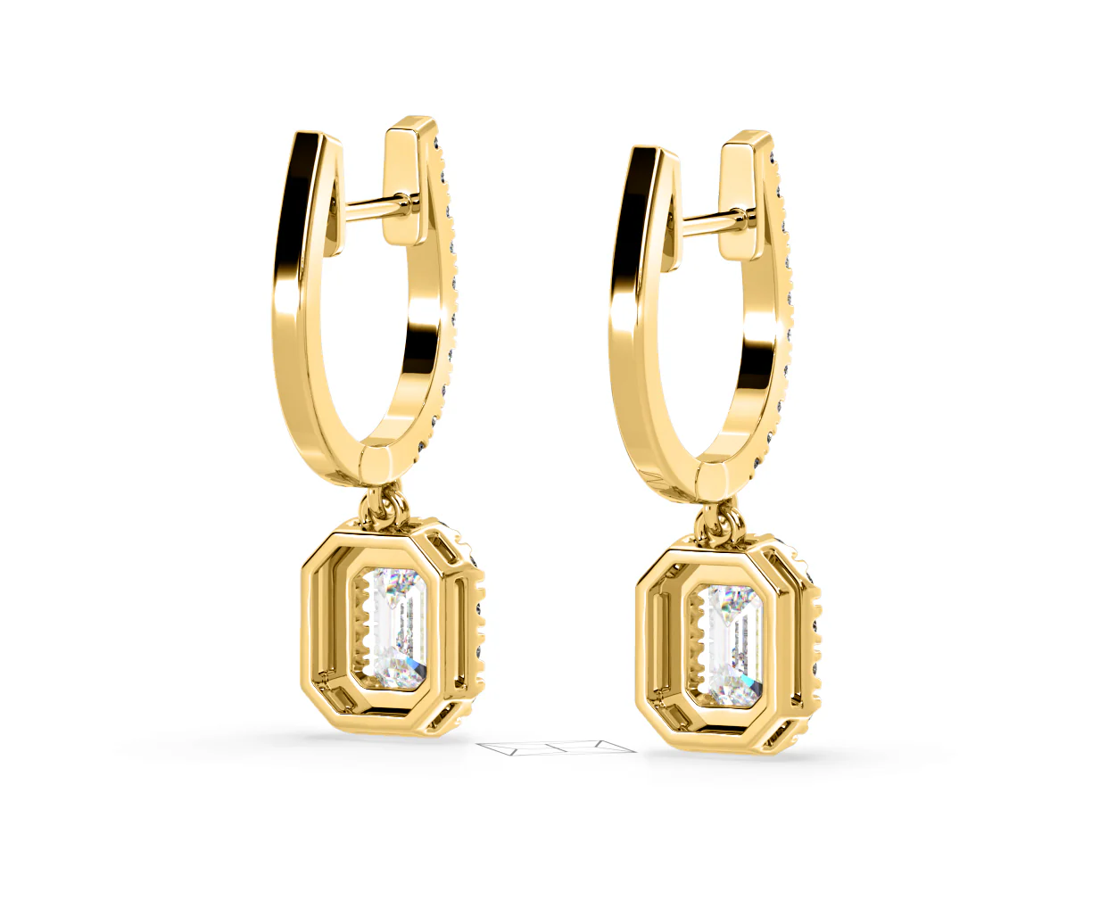 Annabelle Emerald Cut Lab Diamond Halo Drop Earrings 2.78ct in 18K Yellow Gold F/VS1 - Image 53