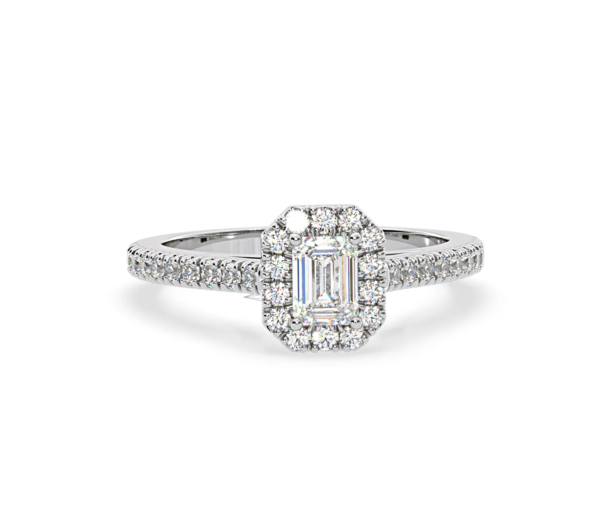 Annabelle Diamond Halo Engagement Ring 18K White Gold 1ct G/VS1 - Image 85
