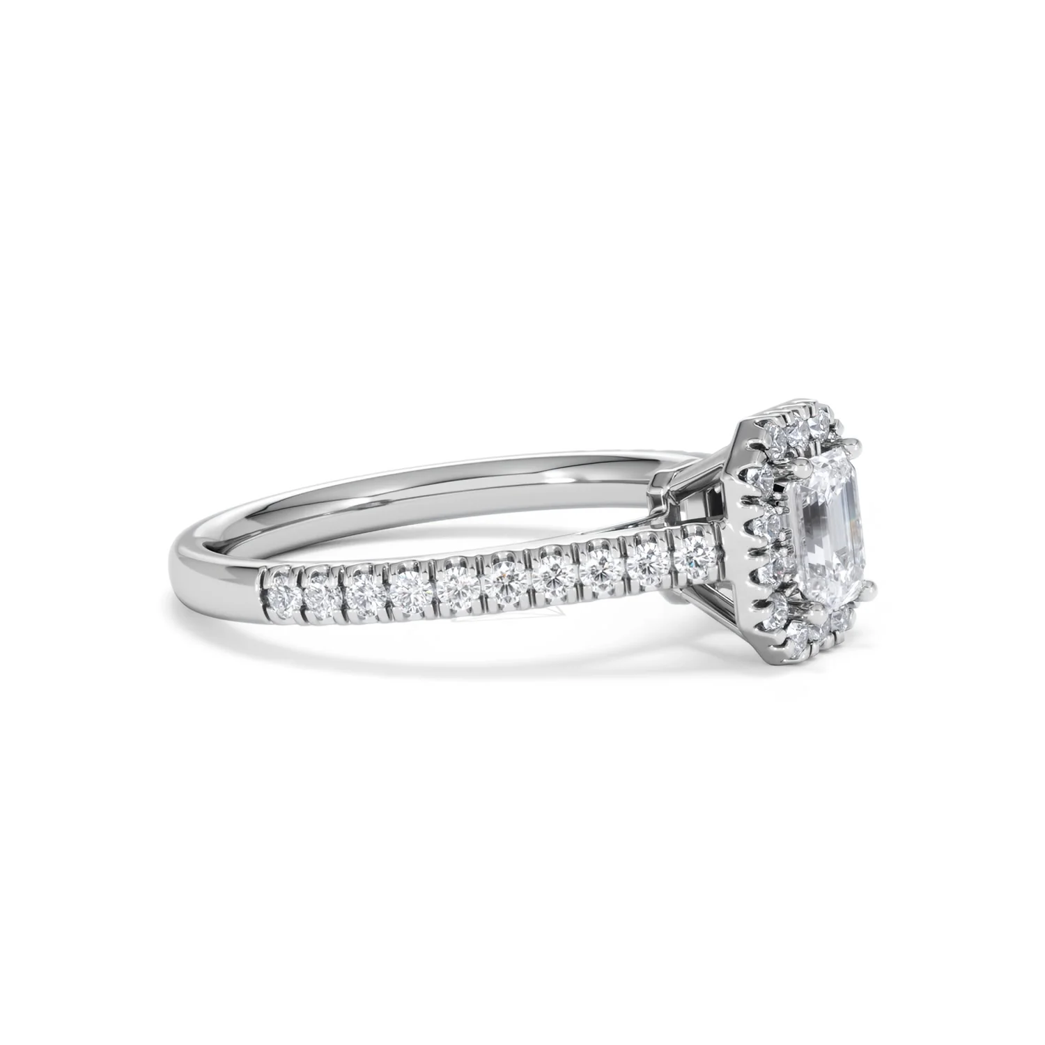 Annabelle Lab Diamond Halo Engagement Ring 18K White Gold 1ct F/VS1 - Image 21