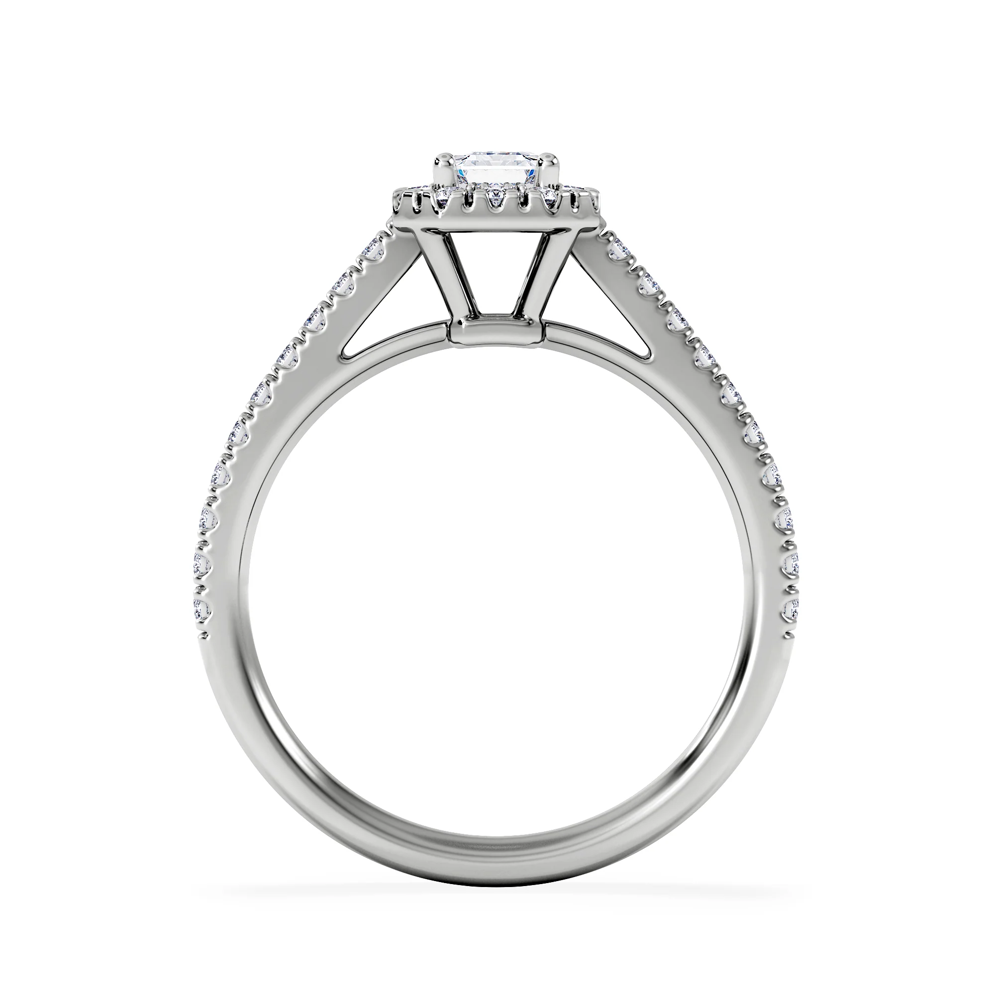Annabelle Lab Diamond Halo Engagement Ring 18K White Gold 1ct F/VS1 - Image 3