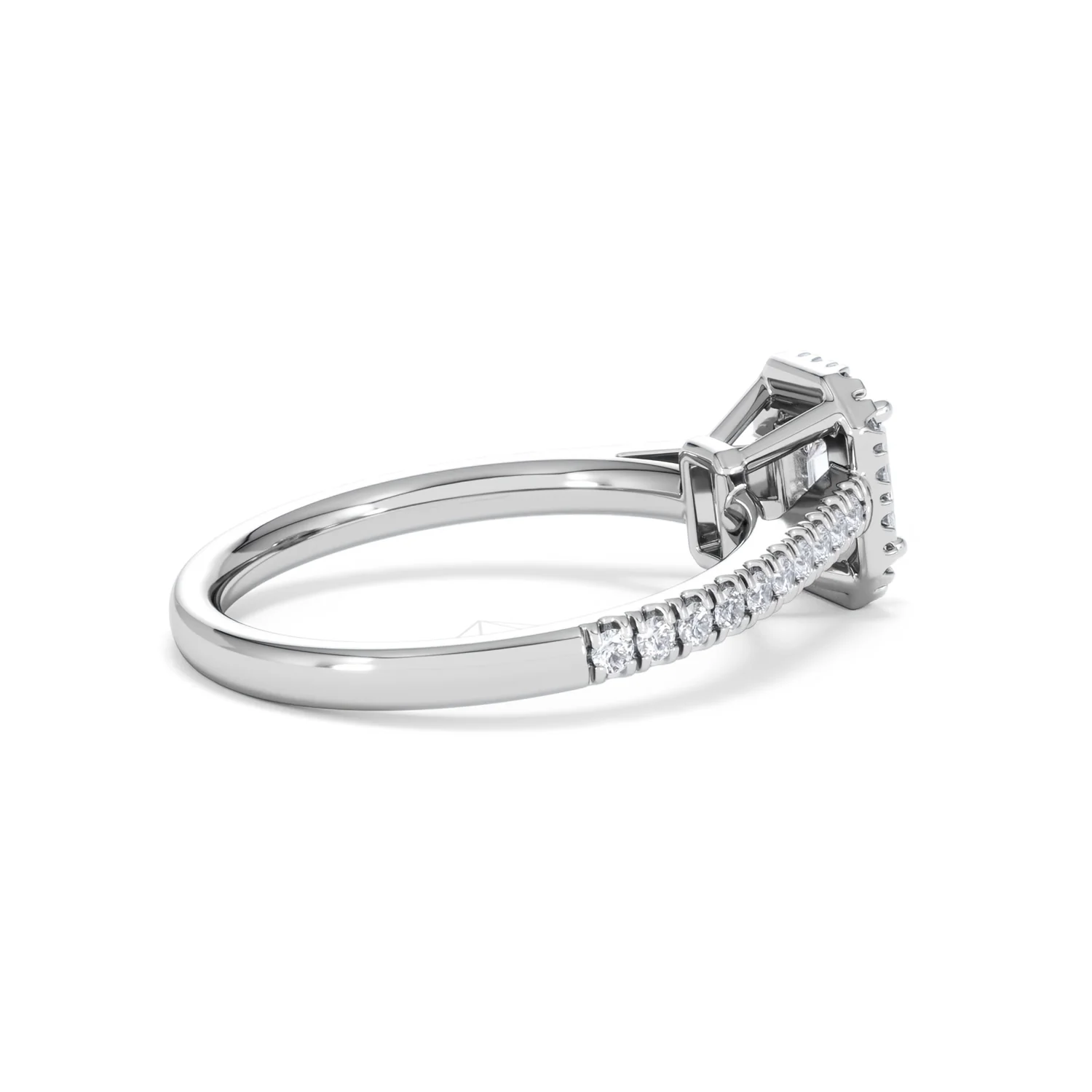 Annabelle Lab Diamond Halo Engagement Ring 18K White Gold 1ct F/VS1 - Image 34