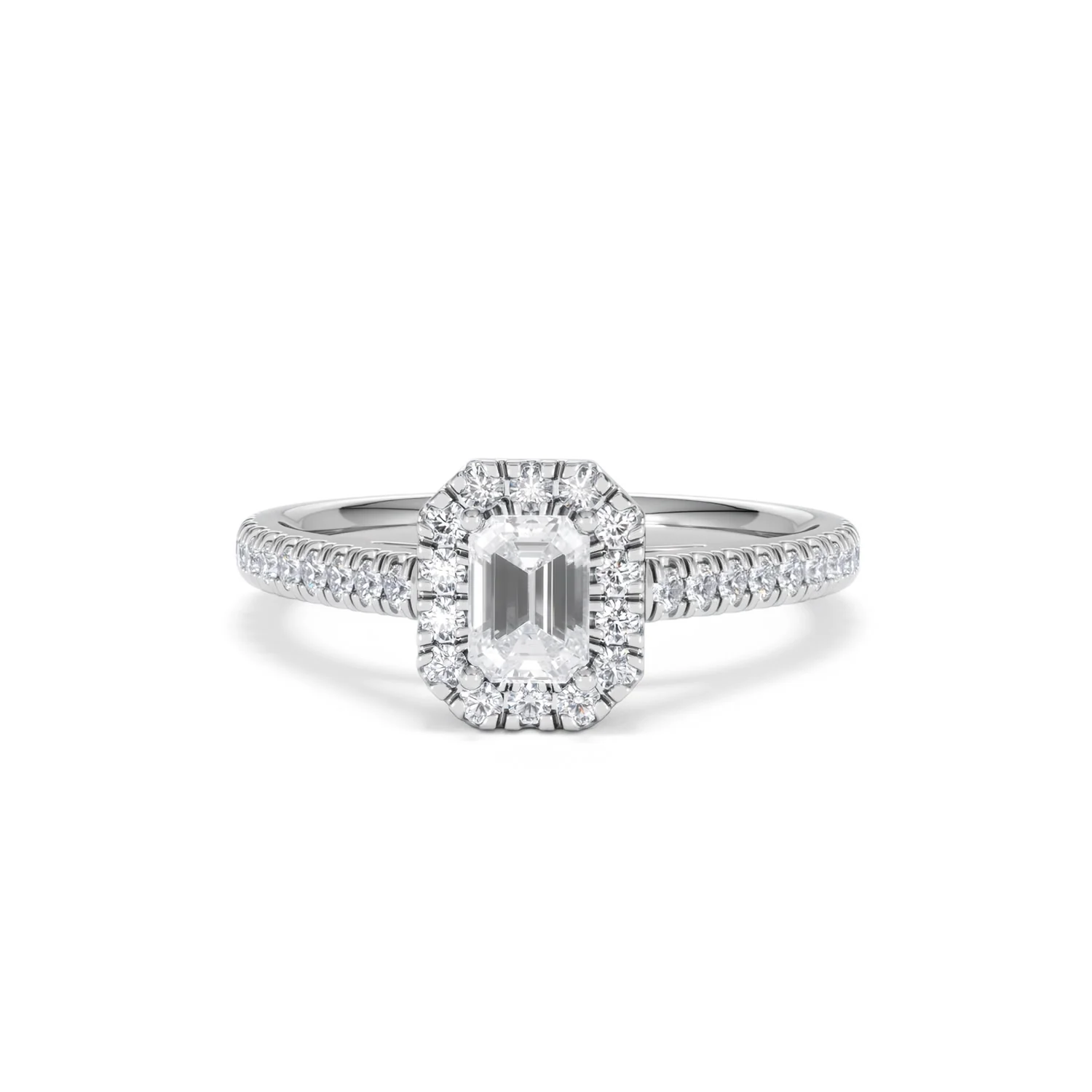 Annabelle Lab Diamond Halo Engagement Ring 18K White Gold 1ct F/VS1 - Image 87