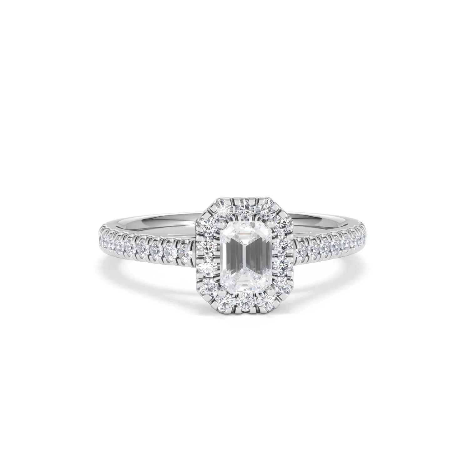 Annabelle Lab Diamond Halo Engagement Ring 18K White Gold 1ct F/VS1 - Image 9