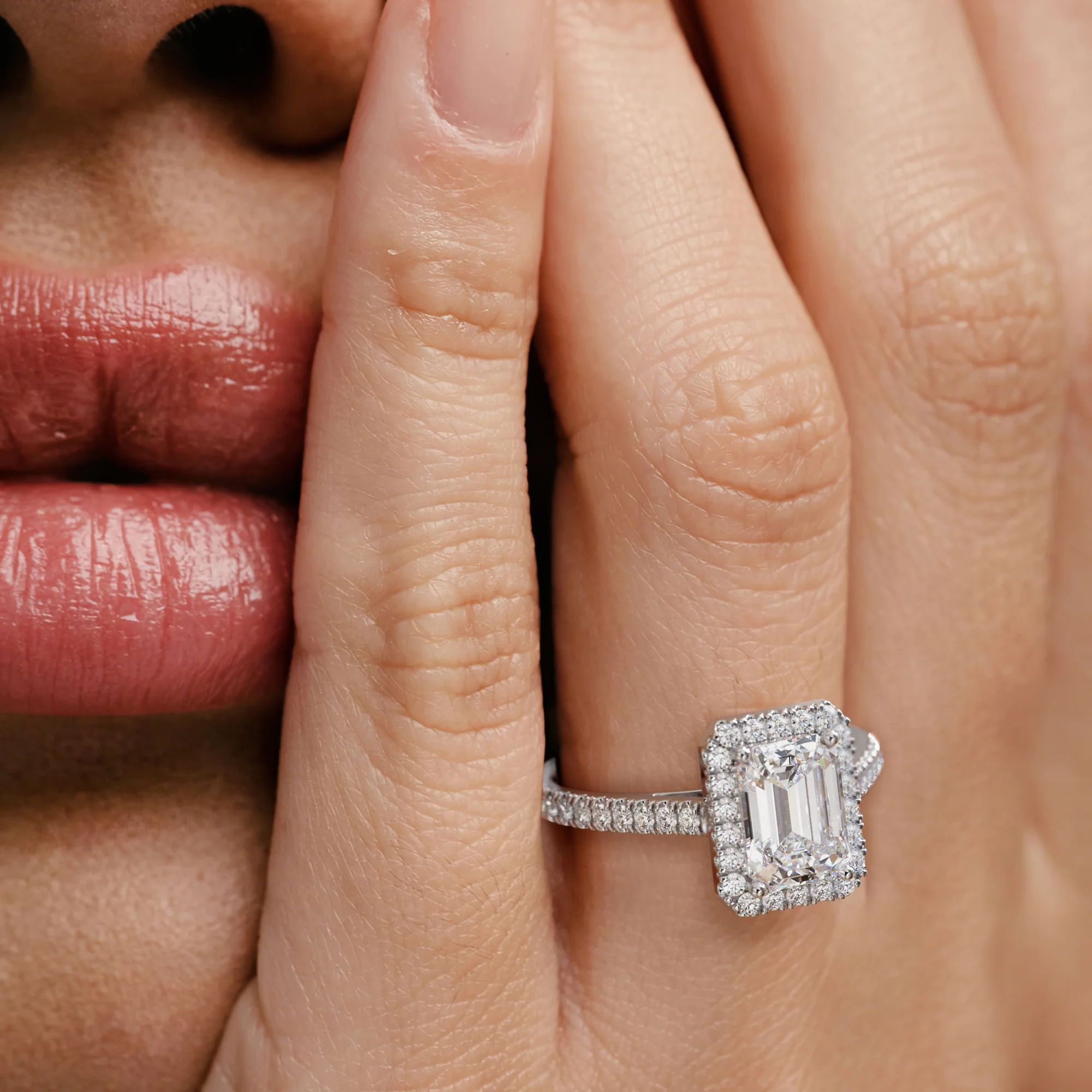 Annabelle Lab Diamond Halo Engagement Ring in Platinum 2.75ct F/VS1 - Image 2