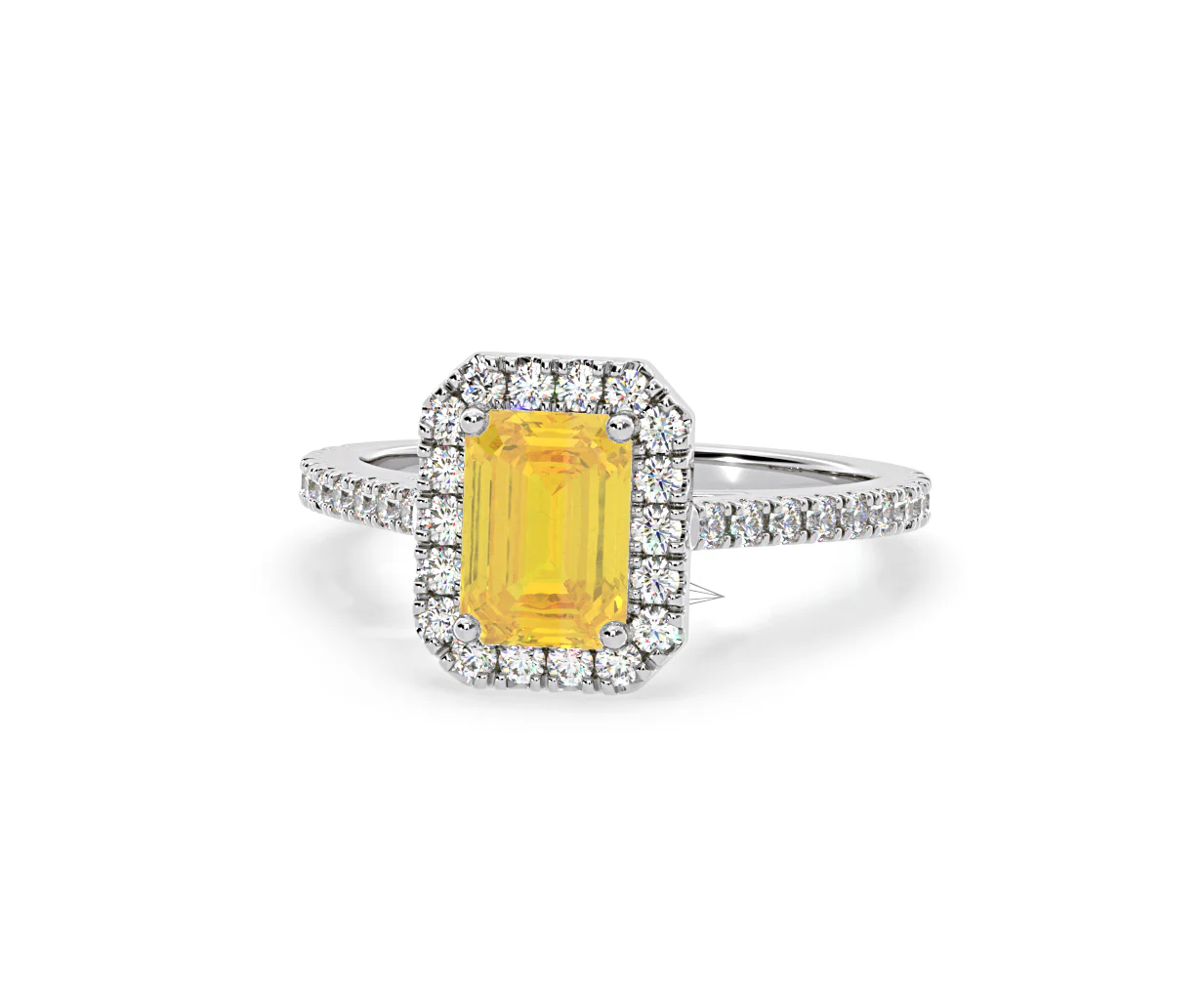 Annabelle Yellow Lab Diamond 1.65ct Emerald Cut Halo Ring in Platinum - Elara Collection - Image 10