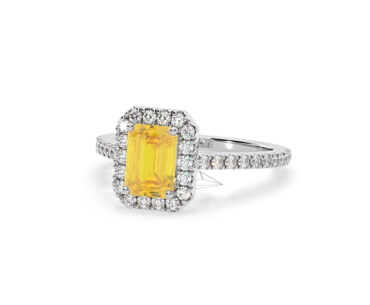Annabelle Yellow Lab Diamond 1.65ct Emerald Cut Halo Ring in Platinum - Elara Collection - Image 12