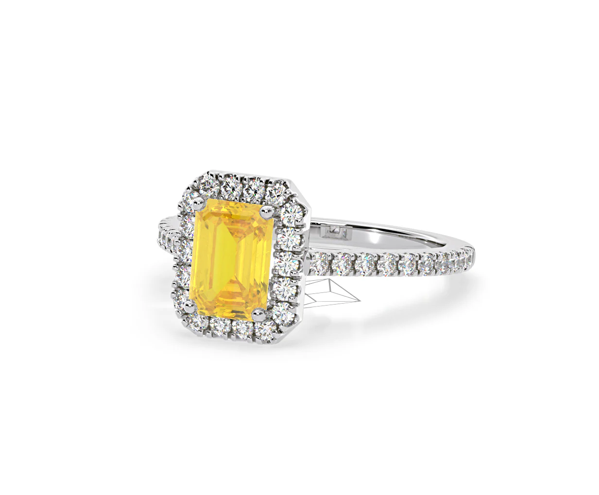 Annabelle Yellow Lab Diamond 1.65ct Emerald Cut Halo Ring in Platinum - Elara Collection - Image 13