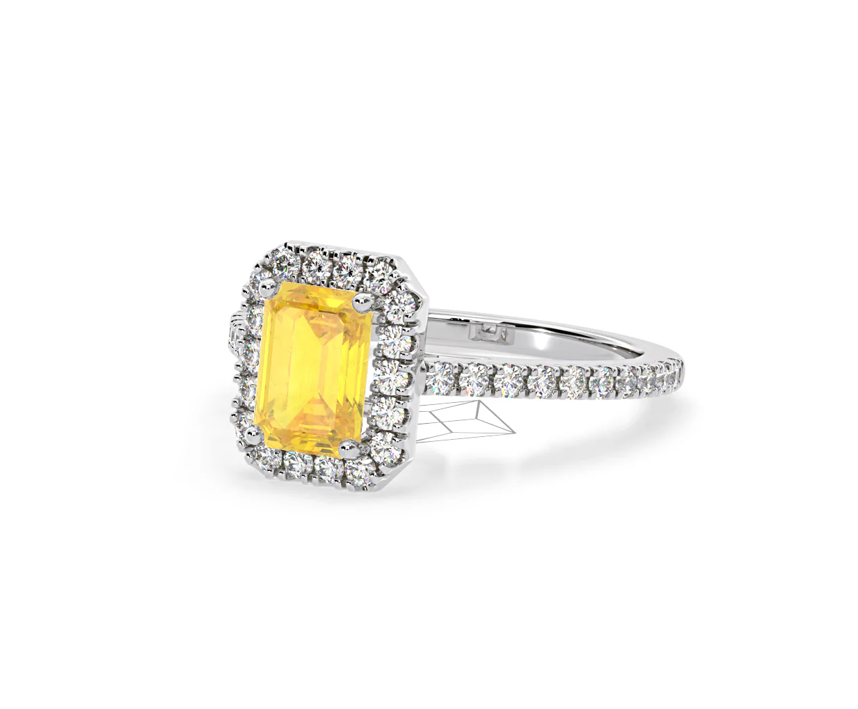 Annabelle Yellow Lab Diamond 1.65ct Emerald Cut Halo Ring in Platinum - Elara Collection - Image 14