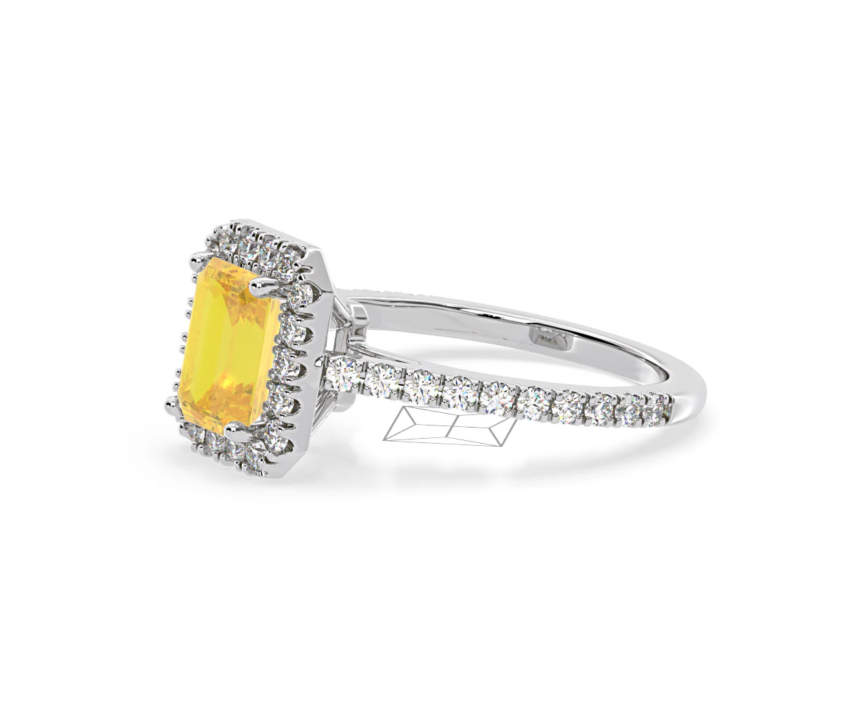 Annabelle Yellow Lab Diamond 1.65ct Emerald Cut Halo Ring in Platinum - Elara Collection - Image 20