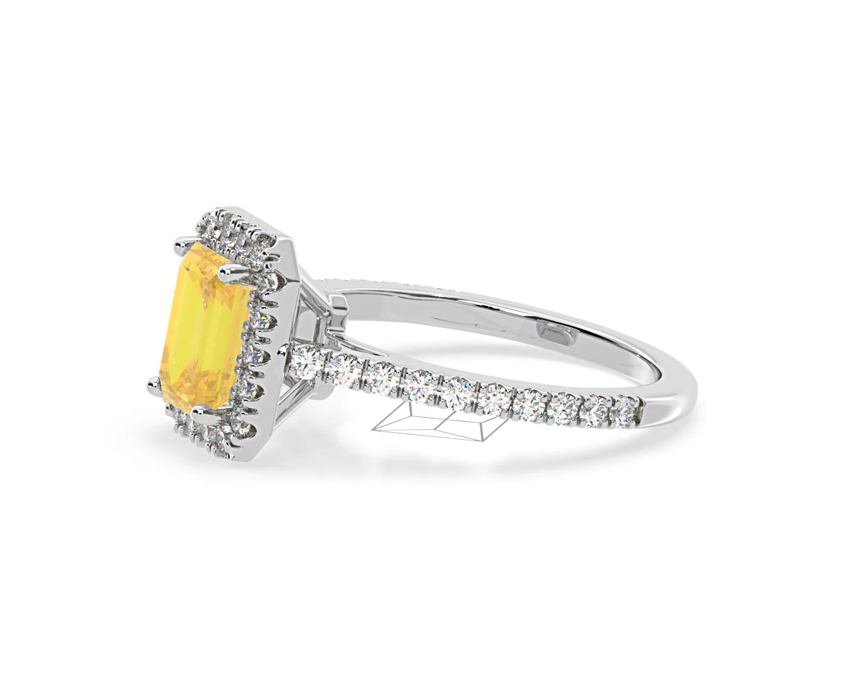 Annabelle Yellow Lab Diamond 1.65ct Emerald Cut Halo Ring in Platinum - Elara Collection - Image 22