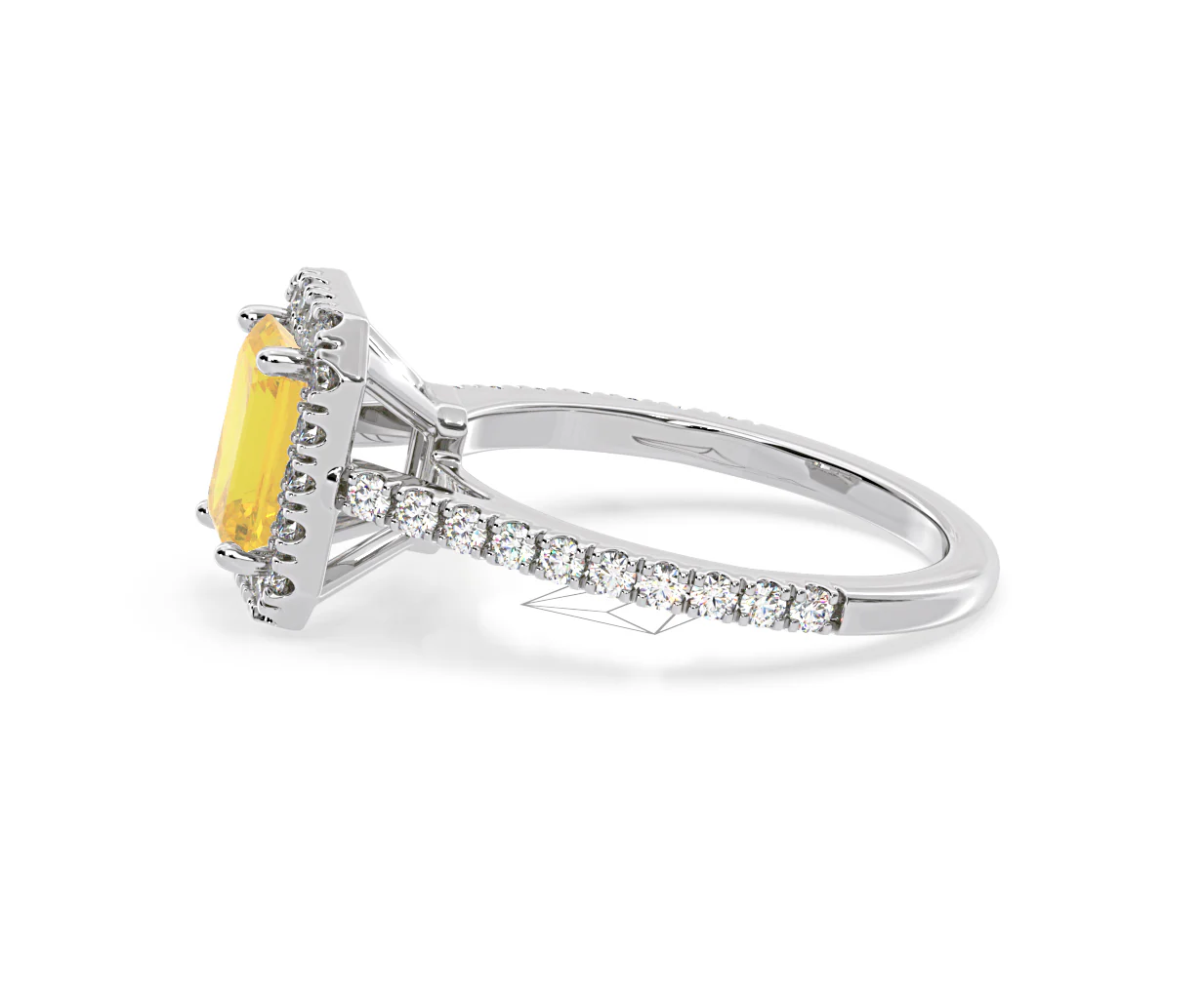 Annabelle Yellow Lab Diamond 1.65ct Emerald Cut Halo Ring in Platinum - Elara Collection - Image 26