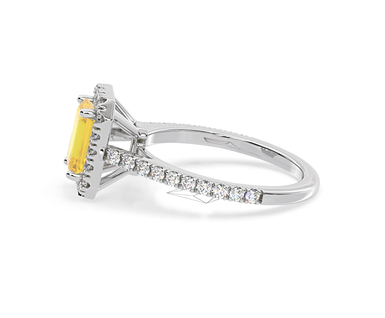 Annabelle Yellow Lab Diamond 1.65ct Emerald Cut Halo Ring in Platinum - Elara Collection - Image 27